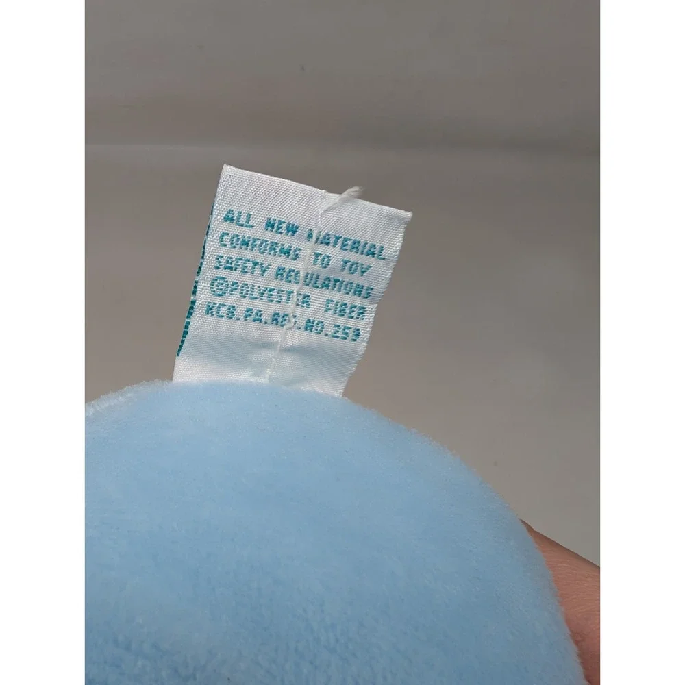 RUSS Blue Plush Teddy Bear Thermal‎ Waffle Feet Ears Rattle Bow Baby Lovey Y2K